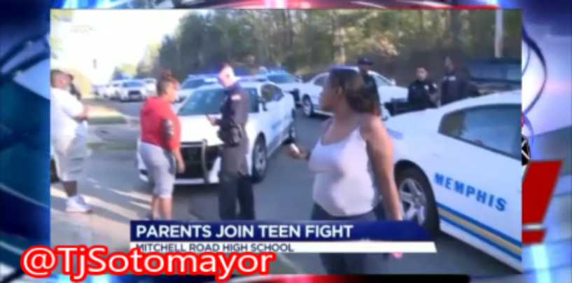 Memphis Hood Moms & Their Hair Hatted Loose Cooch Daughters Brawl Over ED-209 At School! (Video)