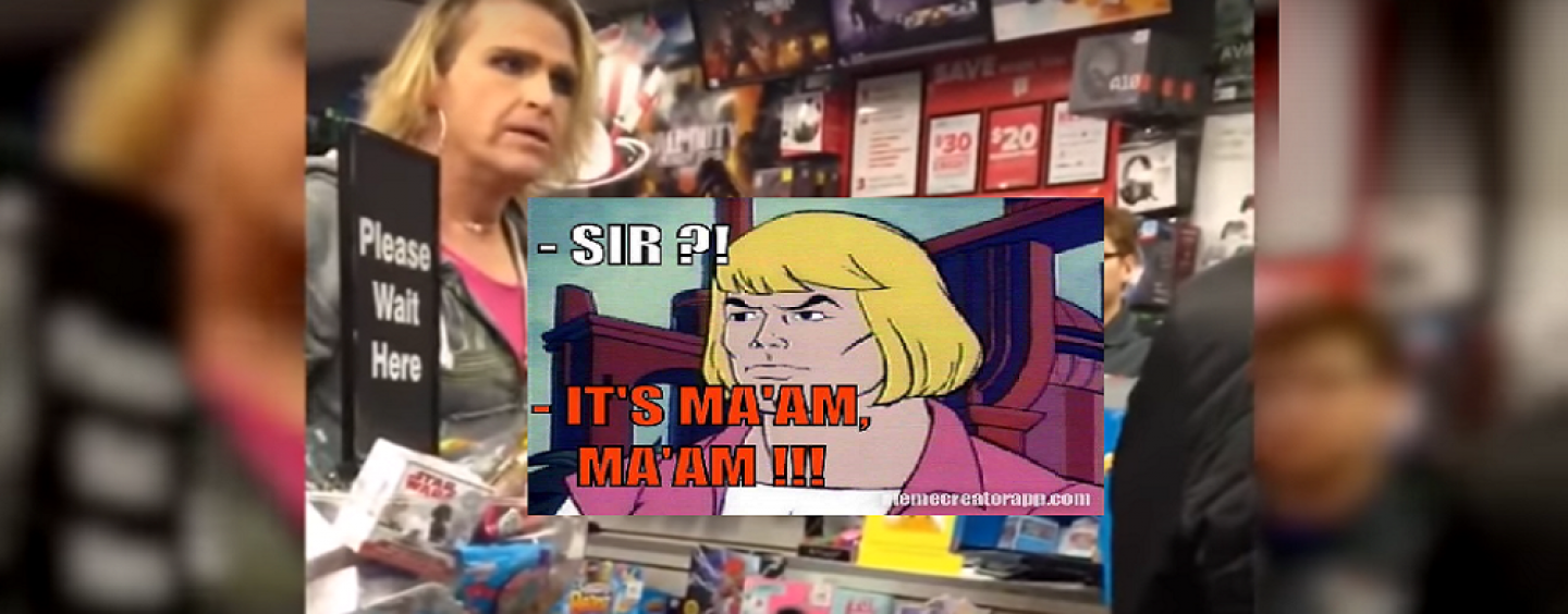A TransMan Goes Nuts In Game Stop Store Because He Was Called Sir! These People Are INSANE! (Video)