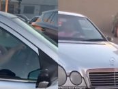 Black Woman Rams Her Mercedes Into A Pole & Another Car In An Effort To Get A Popeyes Chicken Sandwich! #iShitUNOT (Video)