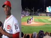 Red Pitcher Aroldis Chapman Struck In The Face By Line Drive Pitch! Graphic Video! (Video)