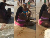 Whale Sized Fatty McFat Fat Beastie Abuses Her Toddler Because He Is Afraid Of The Ocean Water! SMH (Video)