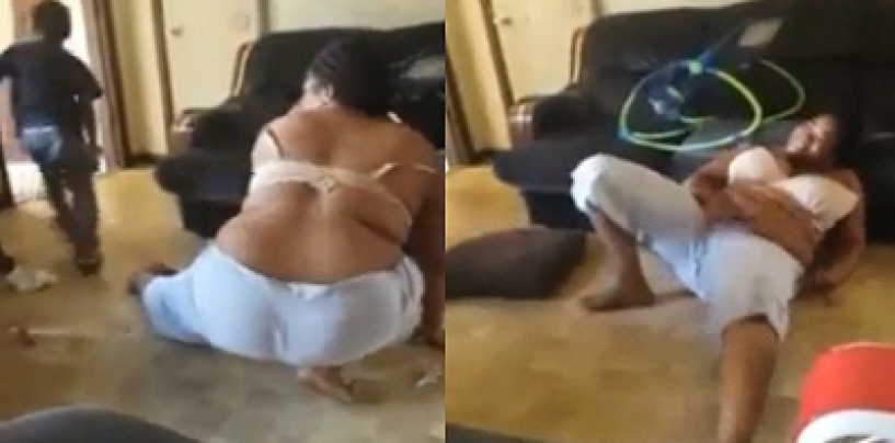 Ratchet Chick Twerks Half-Naked In Front Of Her Kids While Sister Records & Grandma Watches