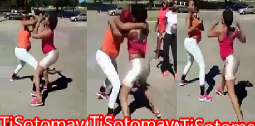 2 Pregnant Beasties Poundcake & Fight Each Other In The Middle Of The Street! (Video)