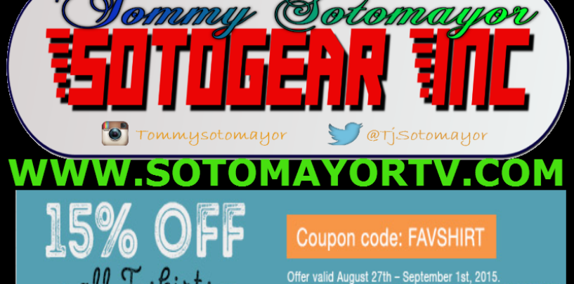 GO GET SOME MERCHANDISE NOW! 15% OF ALL T-SHIRTS WITH COUPON CODE ! #SOTOGEAR