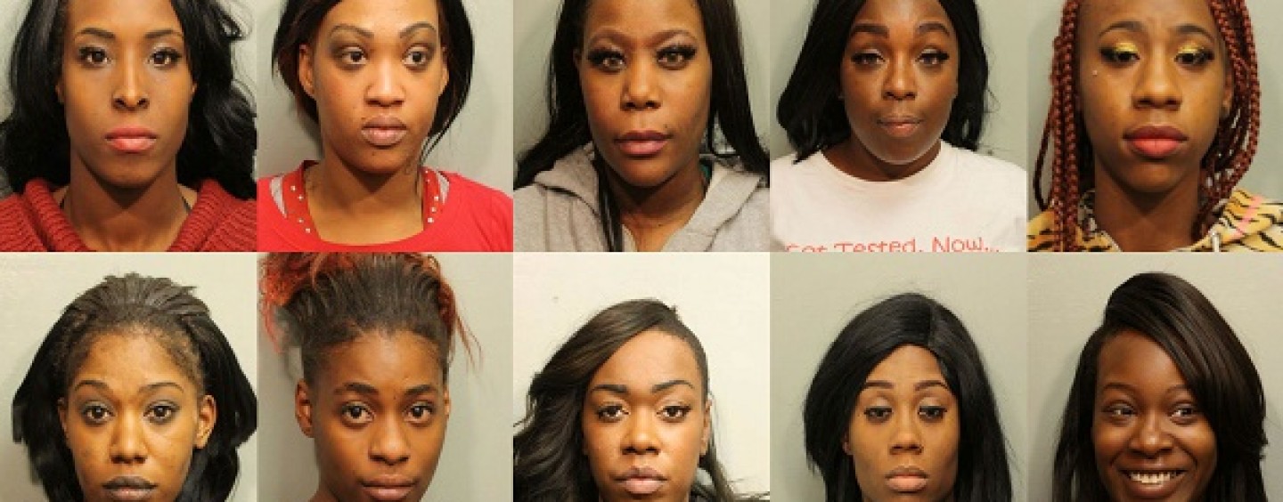 12 Of The Ugliest Nappy Headed Houston Strippers Hoes Arrested For Selling Puzzy & Drugs At The Club! (Video)
