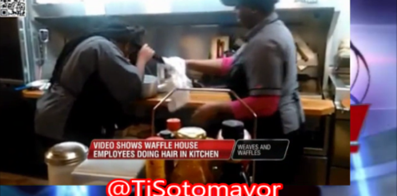 Black Waffle House Weave Heads Caught On Camera Doing Hair In The Kitchen Using Food Utensils! (Video)