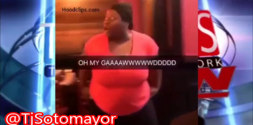 Black Chick Gets Fired From Her Job & Strips Down NAYKID In Front Of The Customers In Protest! (Video)