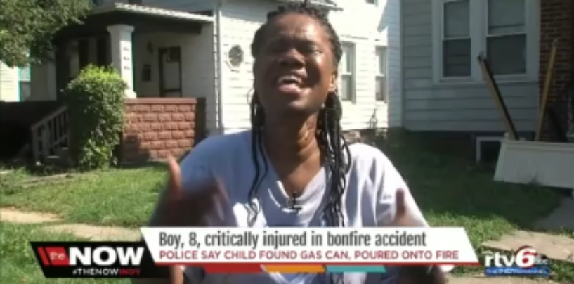Black Chick Puts On A Show For Whites After Kid Burns Up Trying To Build A Ghetto Bonfire! (Video)