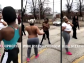 Two Black Girls Take Their Shirts Off And Start Fighting In The Middle Of The Streets! (Video)