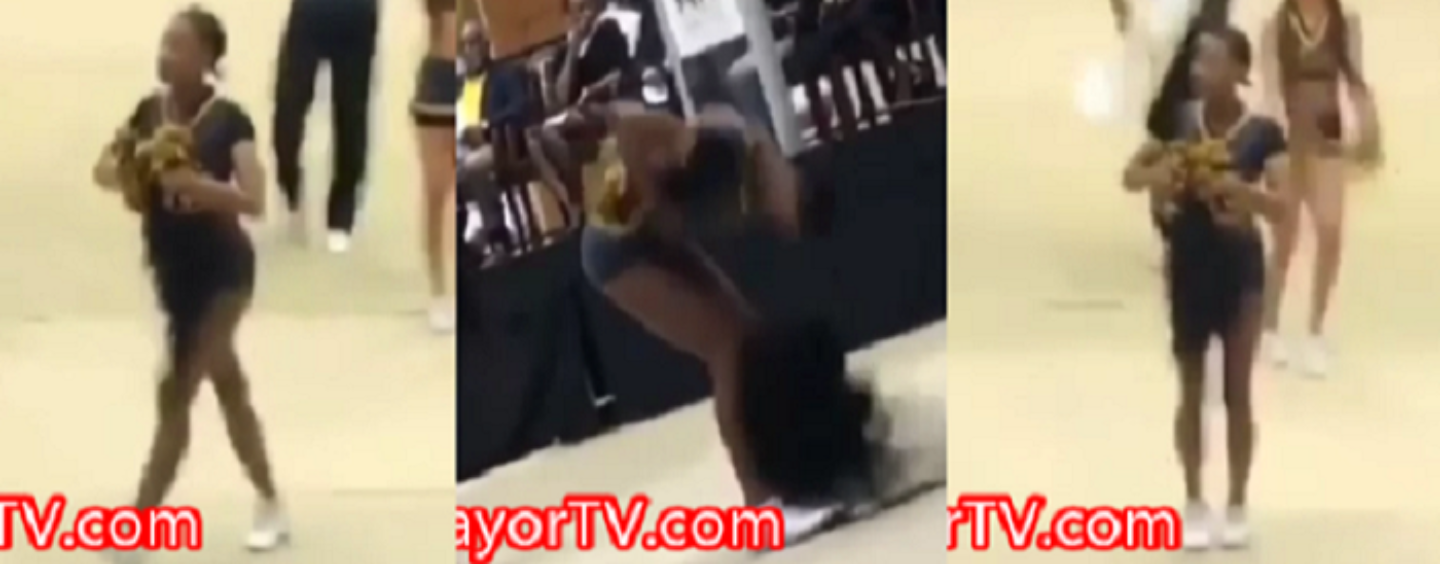 Black Cheerleader So Ashamed Of Her Natural Hair, She Runs Off The Court When Her Wig Falls Off! (Video)