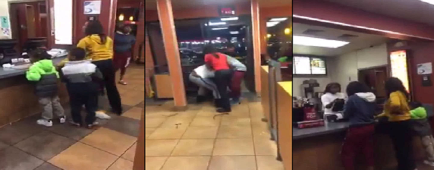 BT-Lemmem Hunnit Jack In The Box Brawl Between Black Hair Hatted Customers & Staff Over Service! (Video)