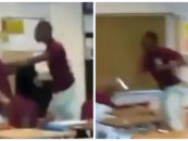 16 Year Old NigglyBear Beats Down His Teacher While Other Nigglies Record & Laugh! (Video)