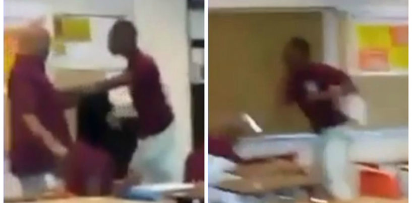 16 Year Old NigglyBear Beats Down His Teacher While Other Nigglies Record & Laugh! (Video)