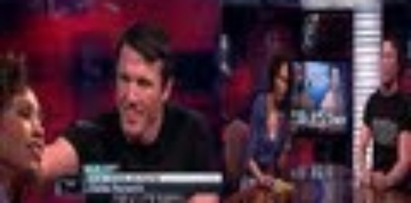 Sage Steele & Chael Sonnen Awkard Hair Touching Moment As Sage Gets Wet Over It!