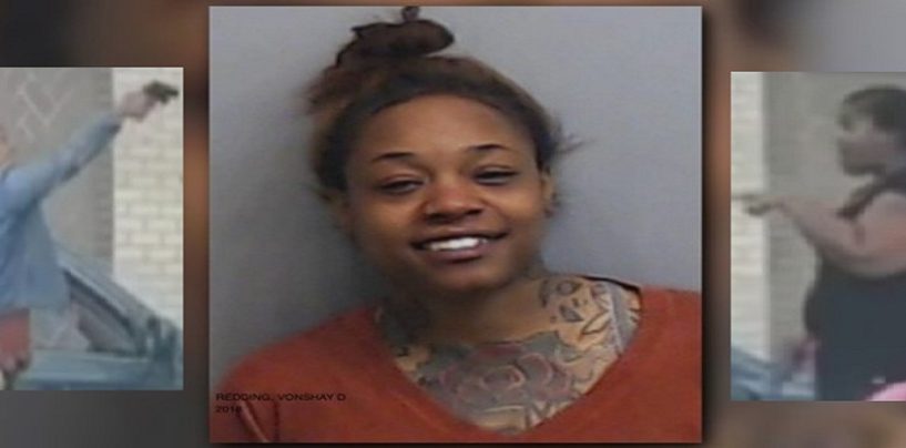 BT-1100 Tattted Up Whore Arrested After Her & 3 Other Machines Fight At Chick-Fil-A & She Pulls A Gun! (Video)