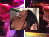Black Queen Nearly Chokes To Death Using A Cucumber To Simulate BlowDoming At A Stripclub! (Video)