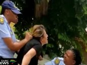 Black Female Police Officers Beat Up White Woman Who Called Them About Kids Getting High Near Her Shop! (Video)