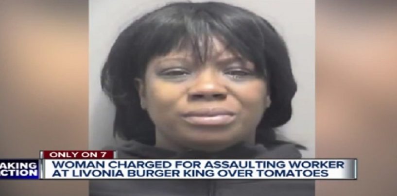 HairHatted Hoodrat Attacks Burger King Employees Because Her Burger Had Tomatoes On It! #iShitUNot (Video)