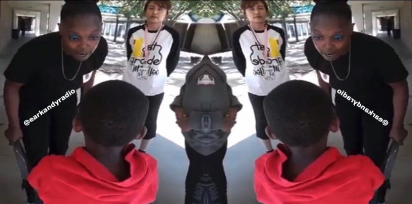 Black Mom Beats & Cusses Out Her Small Child As Non Black Teachers Watch In Horror They Yet Do Nothing To Intervene! (Video)