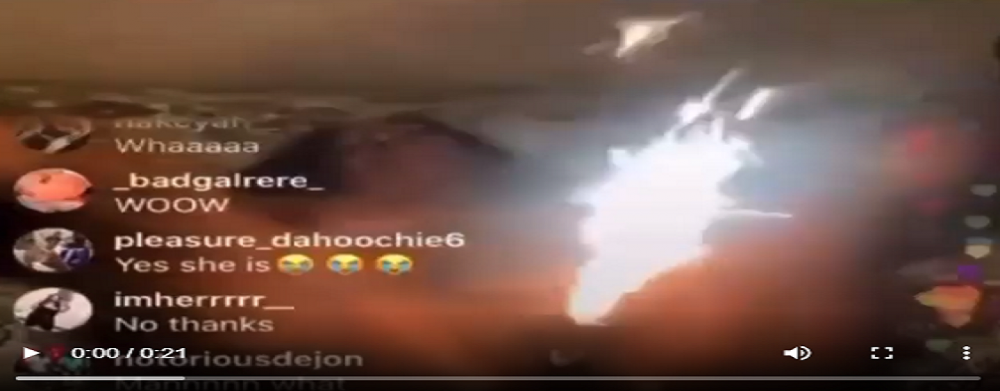 Woman With Several Kids Put Sparklers In Her Coochie While Her Mom & Child Film For A Thug On IG! (Video)