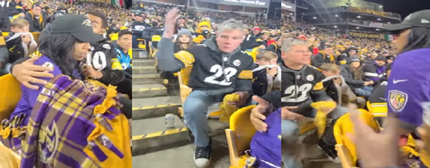 BT-1000 Throws Beer In Snow Kings Face During Ravens Vs Steelers Game Promoting His Young Son To Cry! (Live Broadcast)