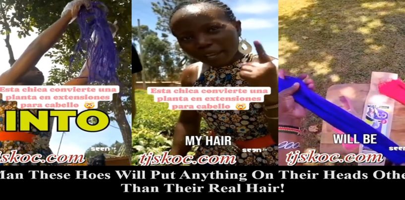 Black Woman Makes Hair Weave Out Of A Product You Would Never Believe! Would You Wear This?